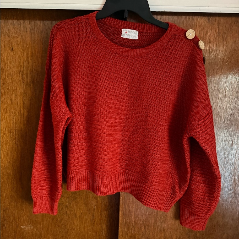 Poof Apparel Button-Shoulder Women's Knit Sweater